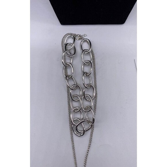 PadLock Layered Necklace Silver Tone Chain Womens Punk Jewelry - Picture 5 of 10